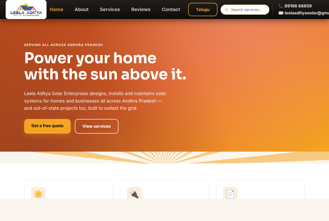 Leela Aditya Solar — website built by Savion Technologies